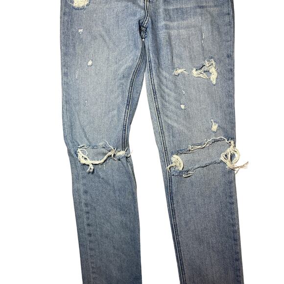 Reformation Distressed Blue Light Wash Denim Destroyed Knees Miami Size 25 - Picture 5 of 10